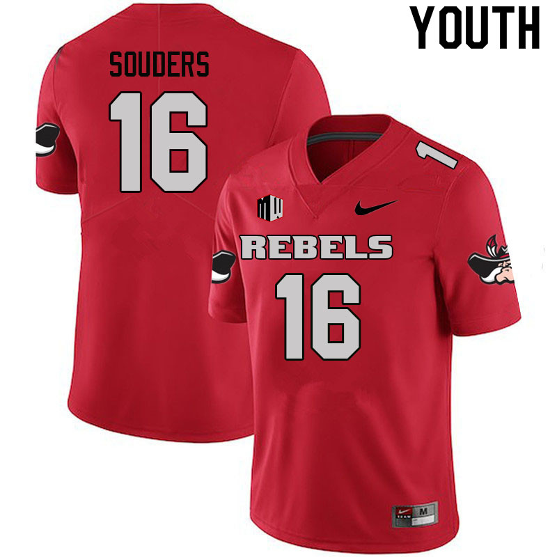 Youth #16 Kalvin Souders UNLV Rebels College Football Jerseys Sale-Scarlet - Click Image to Close